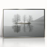 Framed acrylic artwork showcasing a modern abstract landscape in silver tones, ideal for contemporary decor. Perfect for enhancing living spaces with elegance.