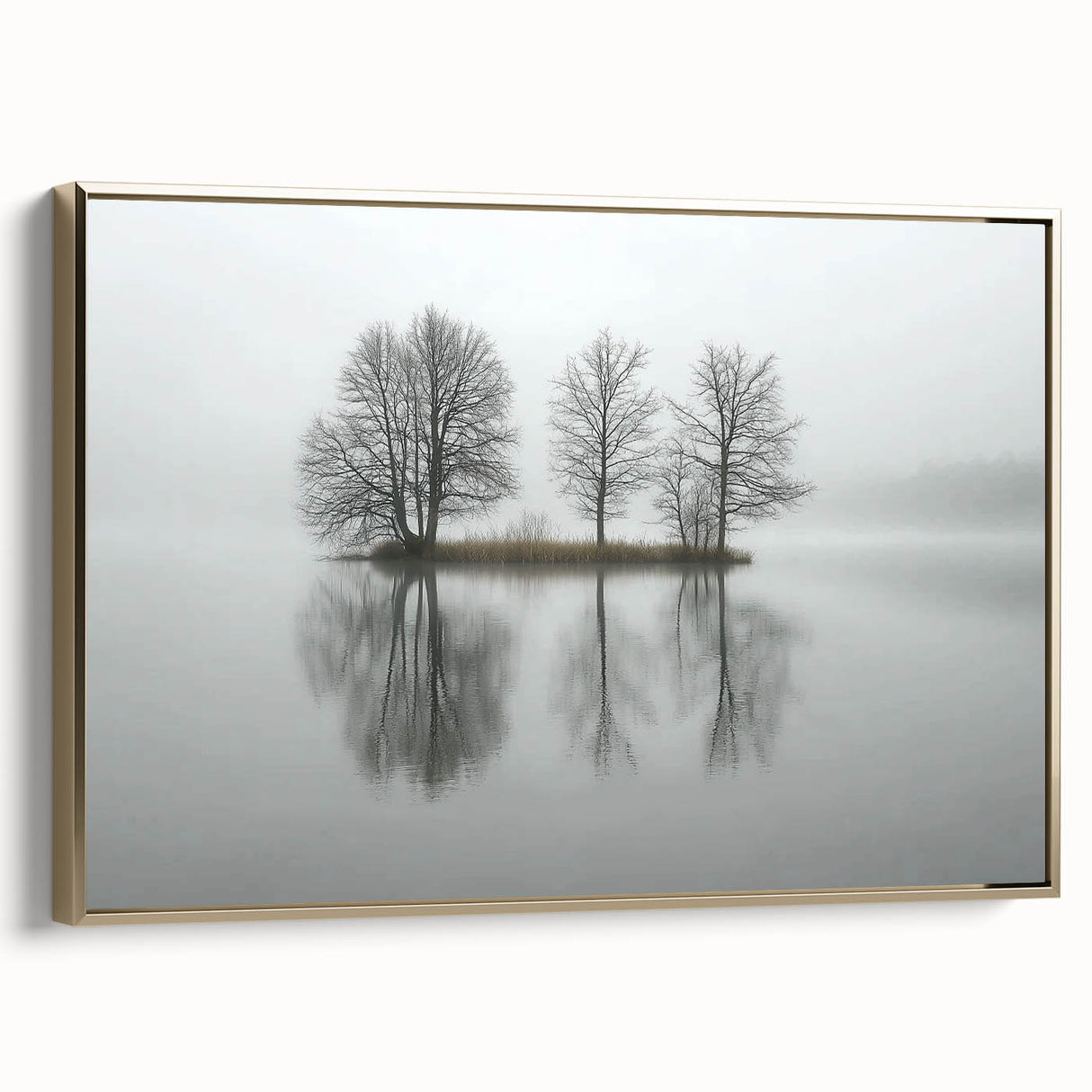 Abstract landscape framed canvas artwork showcasing a gold side view, featuring soft, flowing lines and a harmonious blend of colors, ideal for modern home decor.