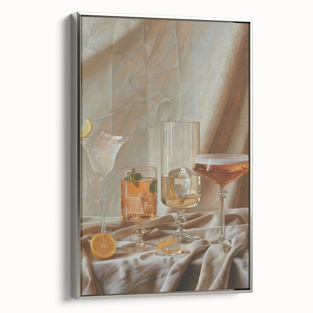 Vintage poster art of a landscape painting on framed canvas, featuring muted earth tones, ideal for bedroom wall decor.