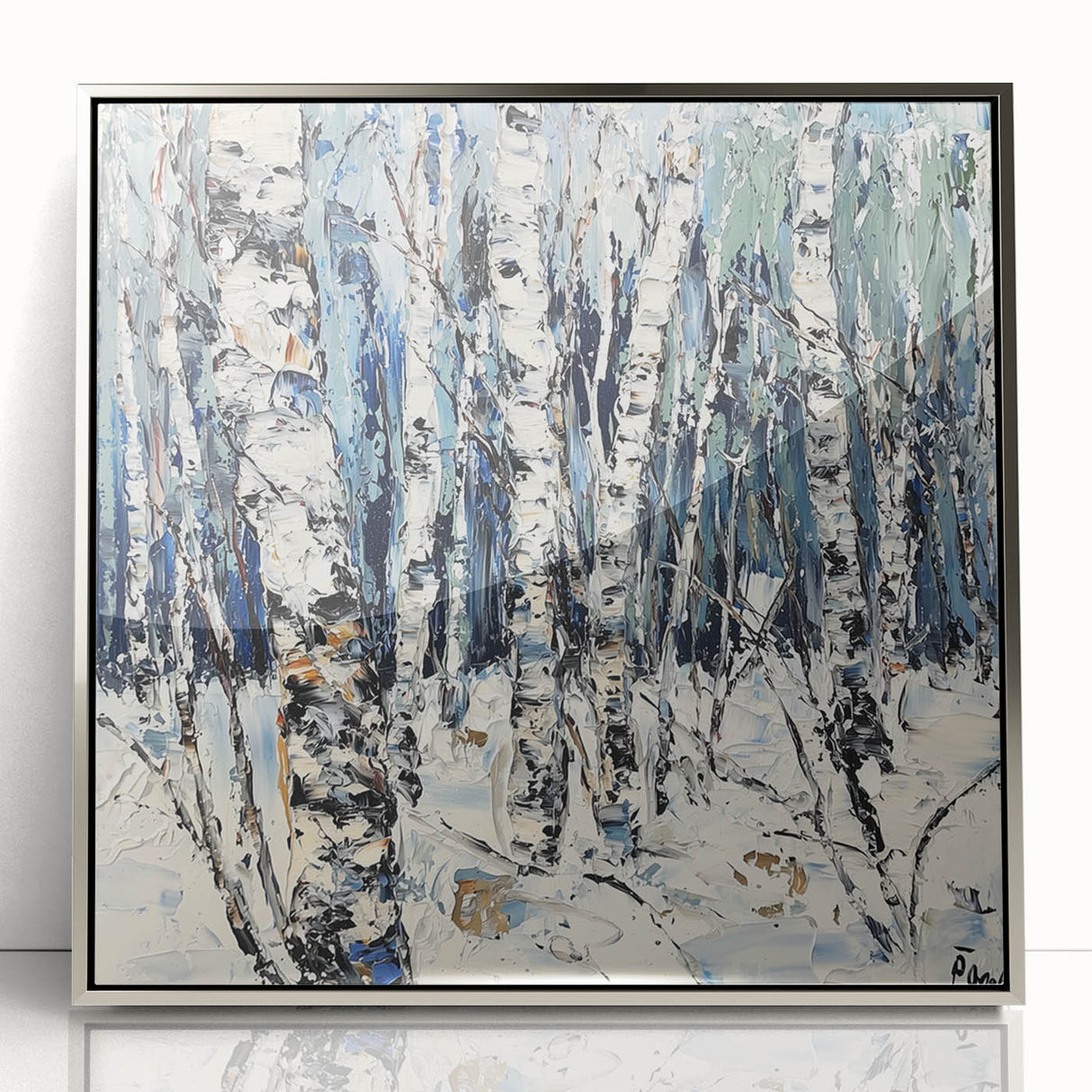 Dining Room Wall Art Collection – Winter Birch Forest Painting