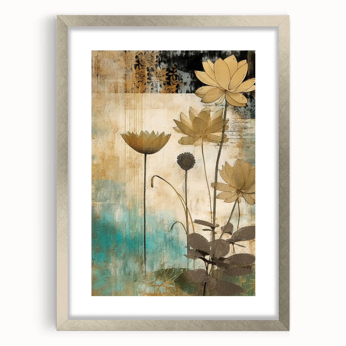 Elegant Floral Living Room Wall Art – Modern Canvas & Framed Print
