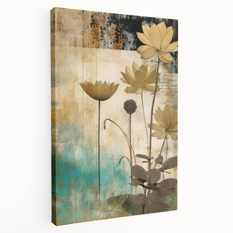 Elegant Floral Living Room Wall Art – Modern Canvas & Framed Print