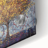 Close-up of an abstract floral design on acrylic glass, showcasing vibrant colors and intricate patterns, ideal for modern home decor and artistic displays.