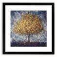 Abstract floral design framed in black with a mat finish, showcasing vibrant colors and intricate details, perfect for modern home décor and art enthusiasts.
