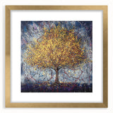 Abstract floral frame with a gold mat, showcasing vibrant colors and intricate designs, perfect for enhancing home decor and adding elegance to any space.