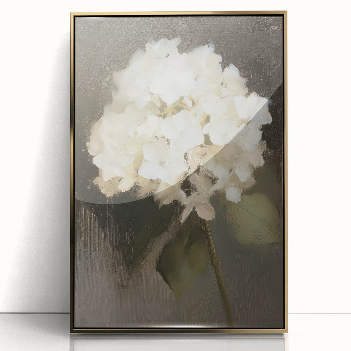 Framed acrylic artwork featuring abstract floral designs in vibrant colors, set in an elegant gold frame, perfect for modern home decor and artistic displays.