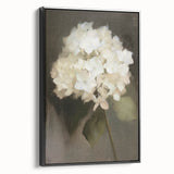 Framed black canvas showcasing an abstract floral design with vibrant colors, ideal for modern home decor. Perfect for adding sophistication to living spaces.