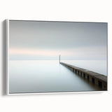 Framed canvas artwork showcasing an abstract landscape design with soft white tones, viewed from the side, perfect for modern home decor and artistic enhancement.