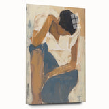 Abstract figurative acrylic artwork displayed on glass, showcasing vivid colors and dynamic shapes, ideal for modern interior decor. This side view highlights the vibrant details and contemporary style, perfect for art enthusiasts and collectors.