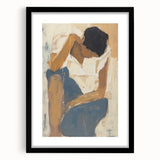 Abstract figurative art frame in black, showcasing a modern design with a mat. Ideal for contemporary decor, highlighting minimalist aesthetics in any space.