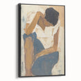 Framed abstract figurative canvas artwork with a black side view, showcasing bold colors and dynamic shapes, perfect for modern home decor. Ideal for art enthusiasts seeking unique wall accents.