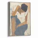 Abstract figurative wall art canvas featuring an intricate design in silver frame, showcasing a modern aesthetic ideal for contemporary decor.