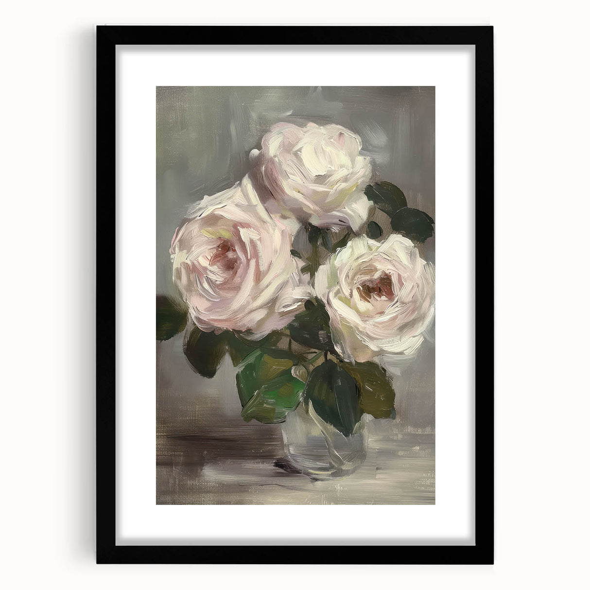 Elegant black frame showcasing an abstract floral design with a matte finish, perfect for modern home decor. Ideal for enhancing living spaces with stylish art.