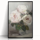 Framed abstract floral artwork in vibrant colors, featuring delicate petals and leaves, set against a sleek black background, perfect for modern home decor.