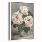 Framed canvas artwork showcasing an abstract floral design with vibrant colors, displayed at a white side view, ideal for modern home decor accents.