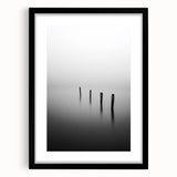 Abstract landscape artwork framed in black with a white mat, showcasing vibrant colors and geometric shapes, perfect for modern home decor.