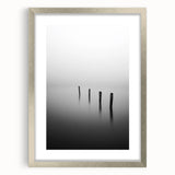 Abstract landscape artwork framed in silver with a white mat, showcasing vibrant colors and intricate details, perfect for modern home decor.