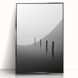Framed abstract landscape artwork in silver acrylic, showcasing vibrant colors and dynamic shapes, perfect for modern home decor. Ideal for accentuating living spaces.