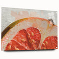 Acrylic print of large abstract fruits in vibrant colors, ideal for dining room or bedroom wall art.