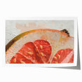 Rolled canvas print featuring an array of colorful fruits in a realistic style, suitable for dining room wall art.