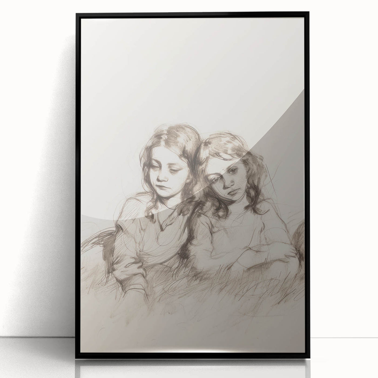 Framed abstract figurative artwork in black acrylic, showcasing fluid shapes and modern design. Perfect for contemporary home decor and artistic expression.