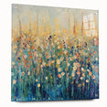 Abstract floral acrylic glass artwork displayed from a side view, showcasing vibrant colors and intricate details, secured with decorative pins for stability.