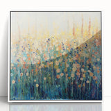 Framed acrylic artwork showcasing vibrant abstract florals in white tones, perfect for modern home decor. Ideal for enhancing living spaces with a touch of elegance.
