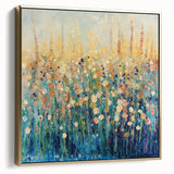 Framed canvas art featuring abstract floral designs in silver and gold tones, elegantly displayed against a neutral background, perfect for home decor enhancement.