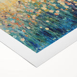 Abstract floral rolled canvas artwork showcasing vibrant colors and intricate designs, elegantly packaged in a protective cardboard tube for easy display and transport.