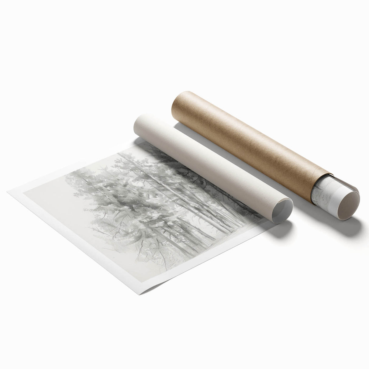 Abstract floral design rolled print featuring vibrant colors and intricate patterns, elegantly packaged in a durable cardboard tube for easy display and protection.