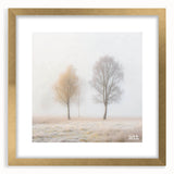 Abstract landscape artwork framed with a gold mat, showcasing a serene view of rolling hills and a vibrant sky. Perfect for modern home decor or art lovers.