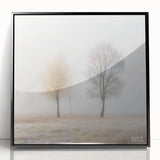 Framed acrylic artwork displaying an abstract landscape design with vibrant colors, set in a sleek black frame, perfect for modern home decor.
