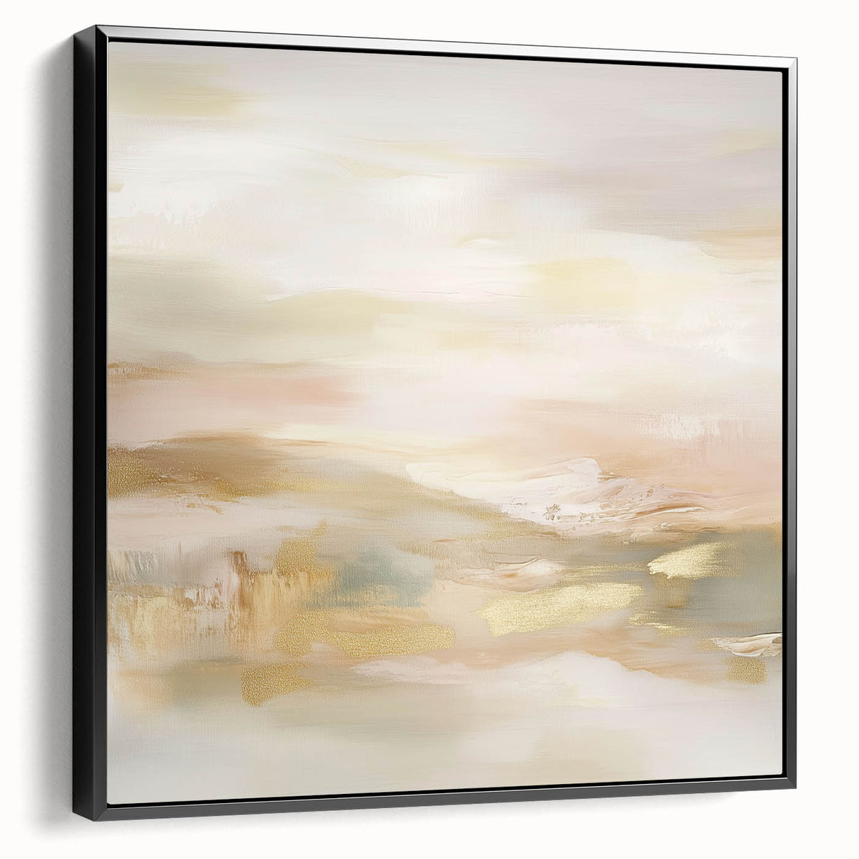 Colorful Abstract Wall Art – Blush and Gold Soft Modern Canvas