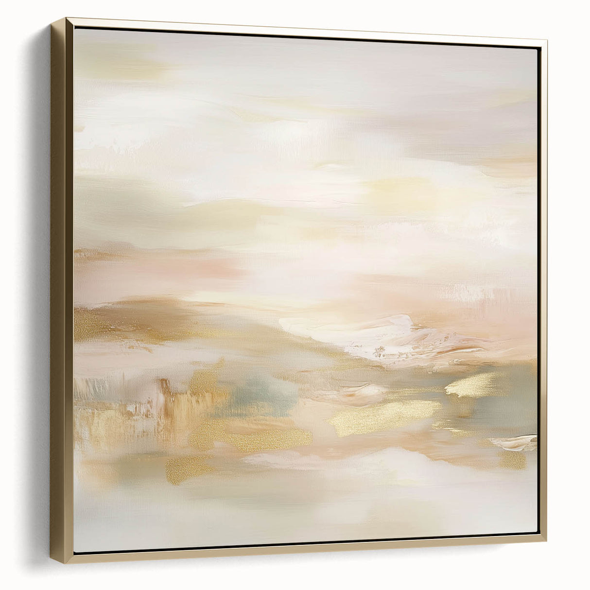 Colorful Abstract Wall Art – Blush and Gold Soft Modern Canvas