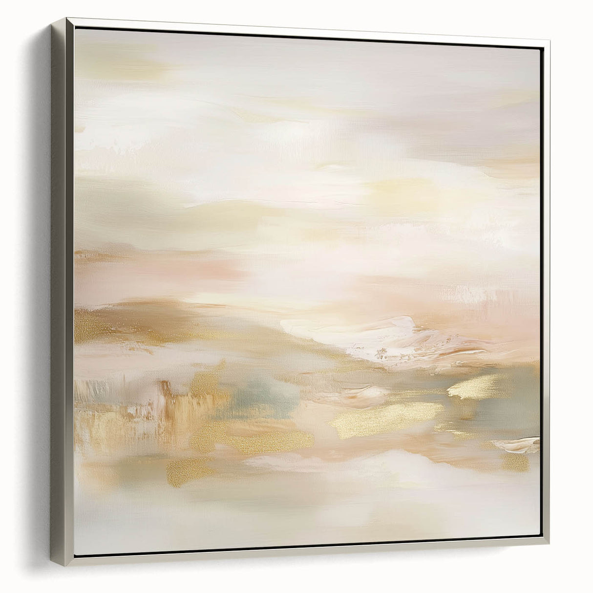 Colorful Abstract Wall Art – Blush and Gold Soft Modern Canvas