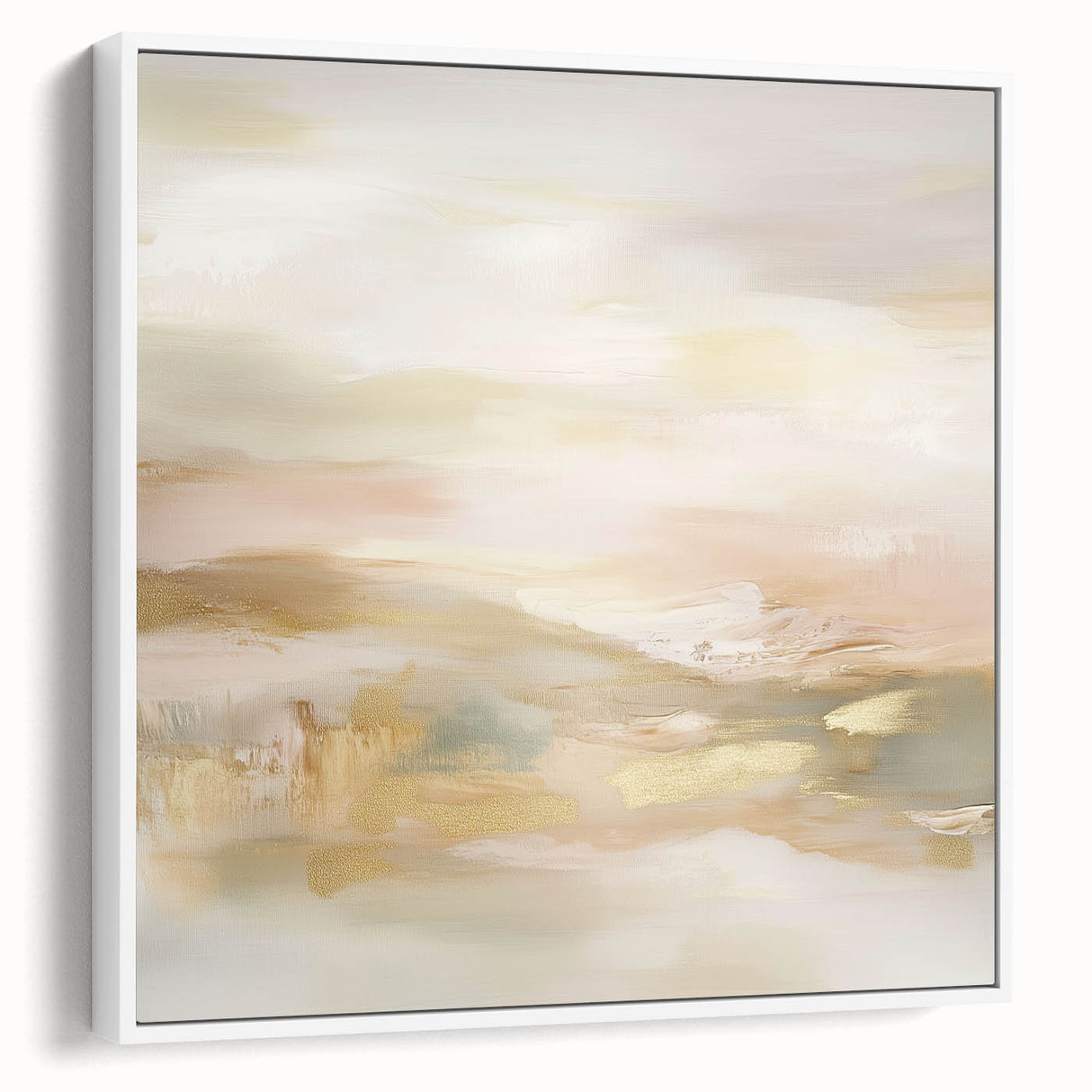 Colorful Abstract Wall Art – Blush and Gold Soft Modern Canvas