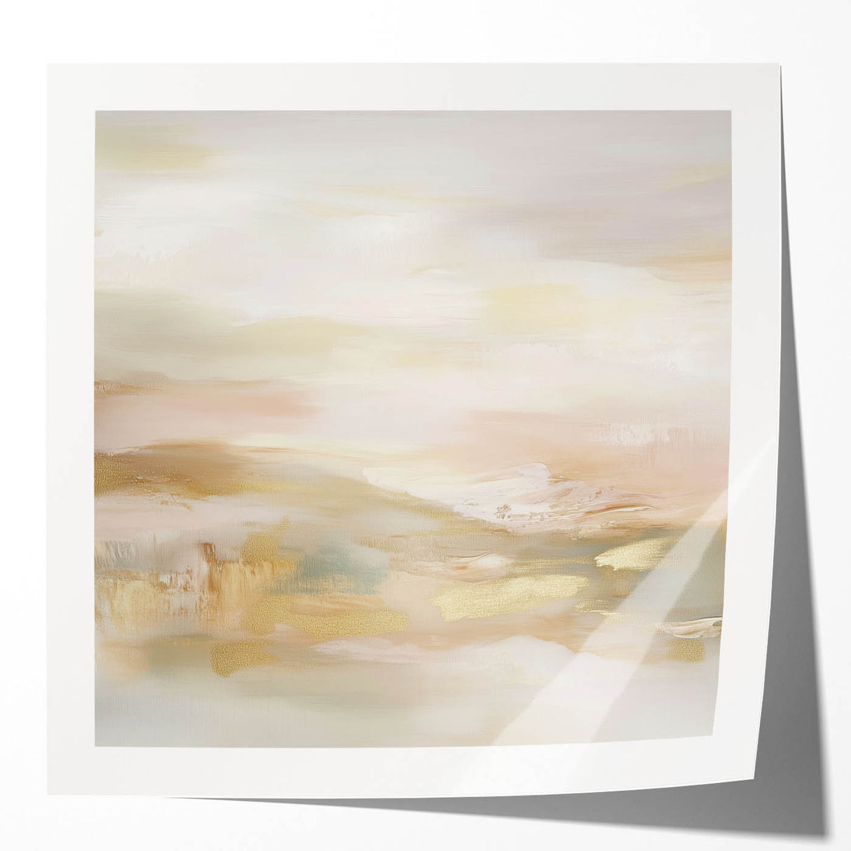 Colorful Abstract Wall Art – Blush and Gold Soft Modern Canvas