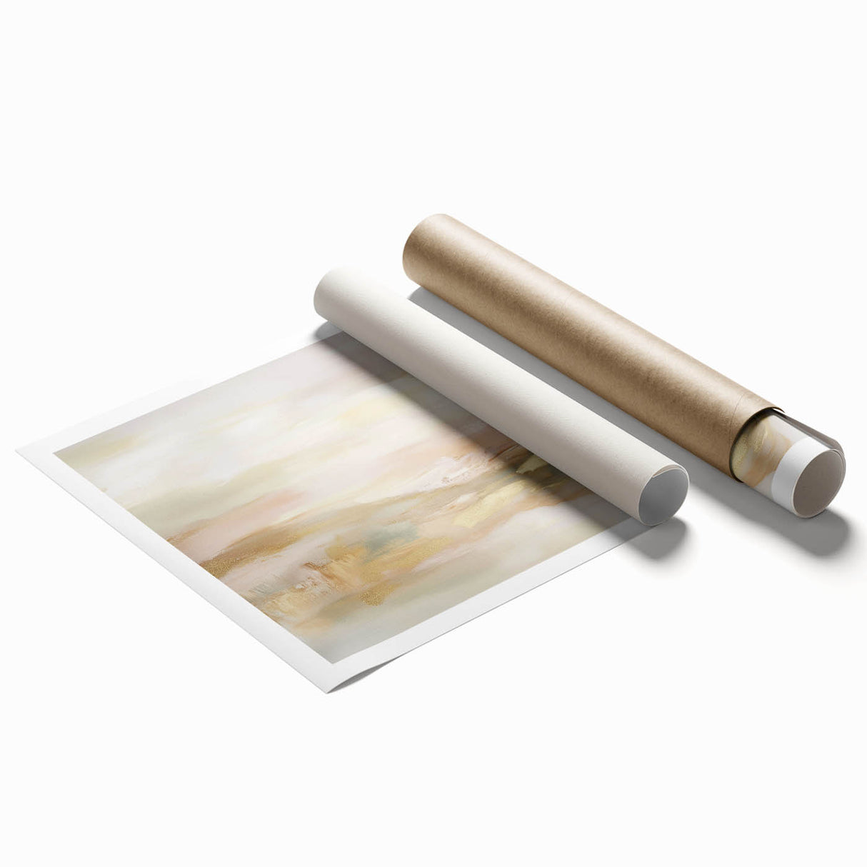 Colorful Abstract Wall Art – Blush and Gold Soft Modern Canvas