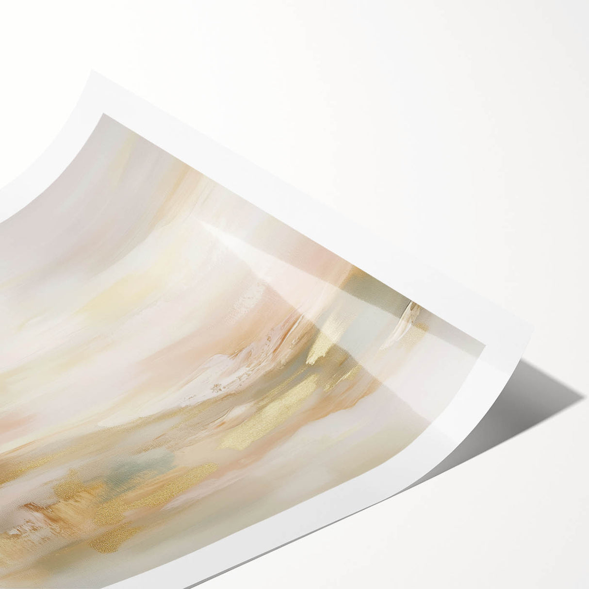 Colorful Abstract Wall Art – Blush and Gold Soft Modern Canvas
