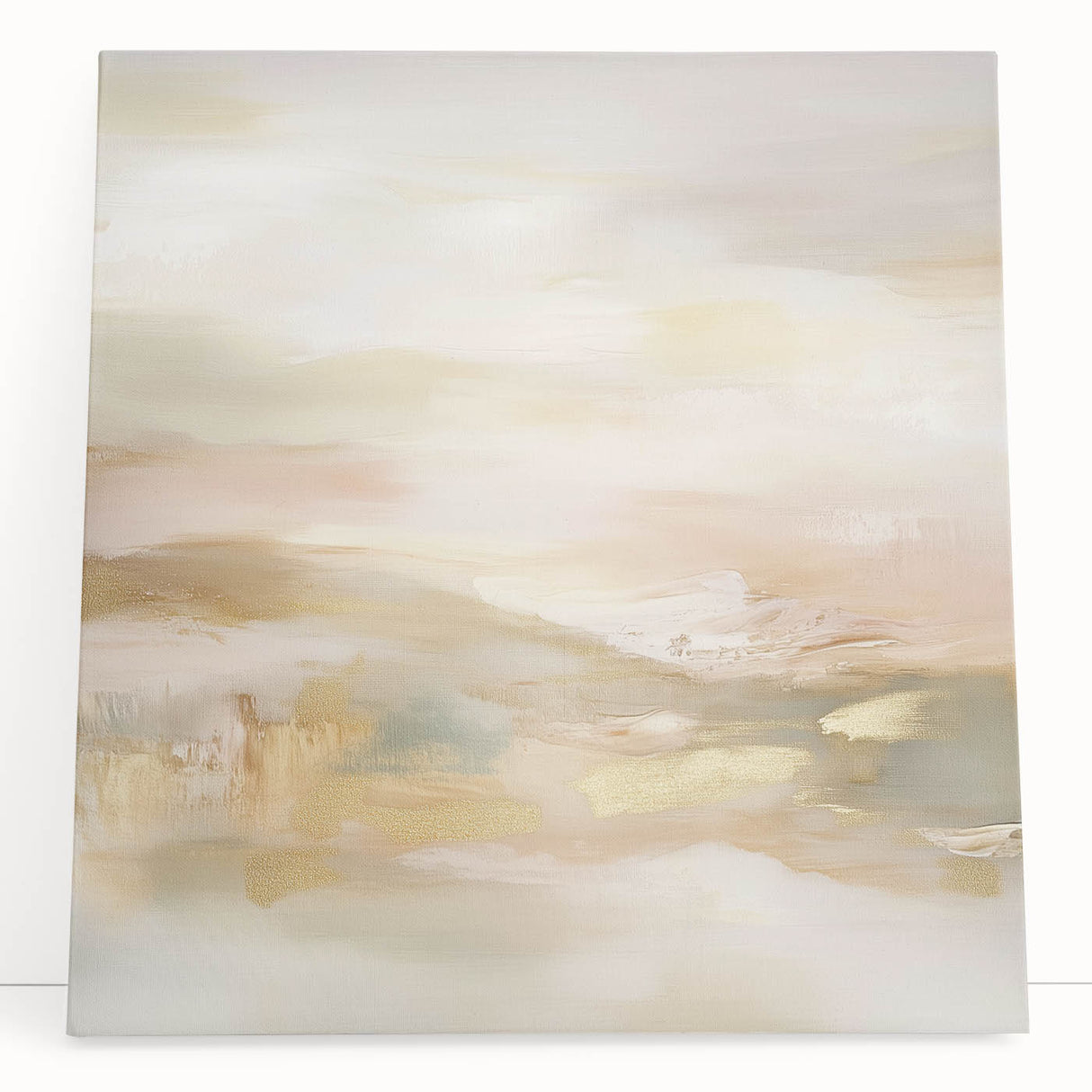 Colorful Abstract Wall Art – Blush and Gold Soft Modern Canvas