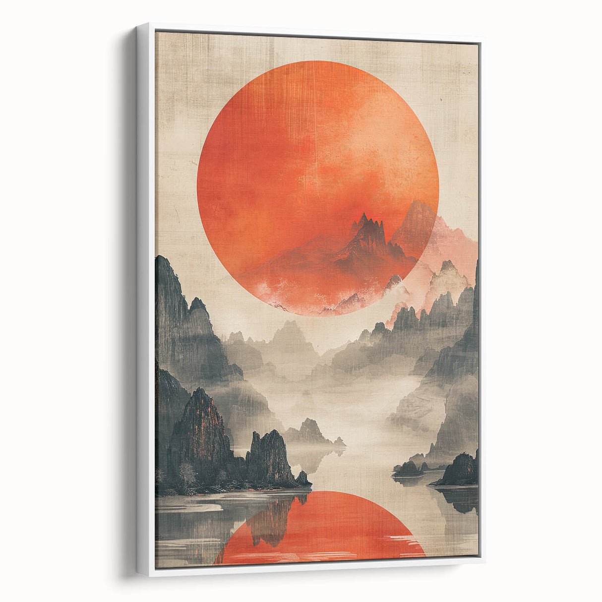 Majestic Red Sun - Contemporary Dining Room Wall Art