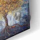 Close-up of an abstract floral artwork created with acrylic on glass, showcasing vibrant colors and intricate details, ideal for modern home decor.