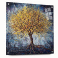 Abstract floral acrylic wall art piece displayed in a clear glass frame, showcasing vibrant colors and intricate designs, ideal for modern home decor.