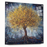 Abstract floral acrylic wall art piece displayed in a clear glass frame, showcasing vibrant colors and intricate designs, ideal for modern home decor.