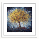 Abstract floral artwork framed in white with a mat, showcasing vibrant colors and intricate designs, perfect for enhancing home decor.