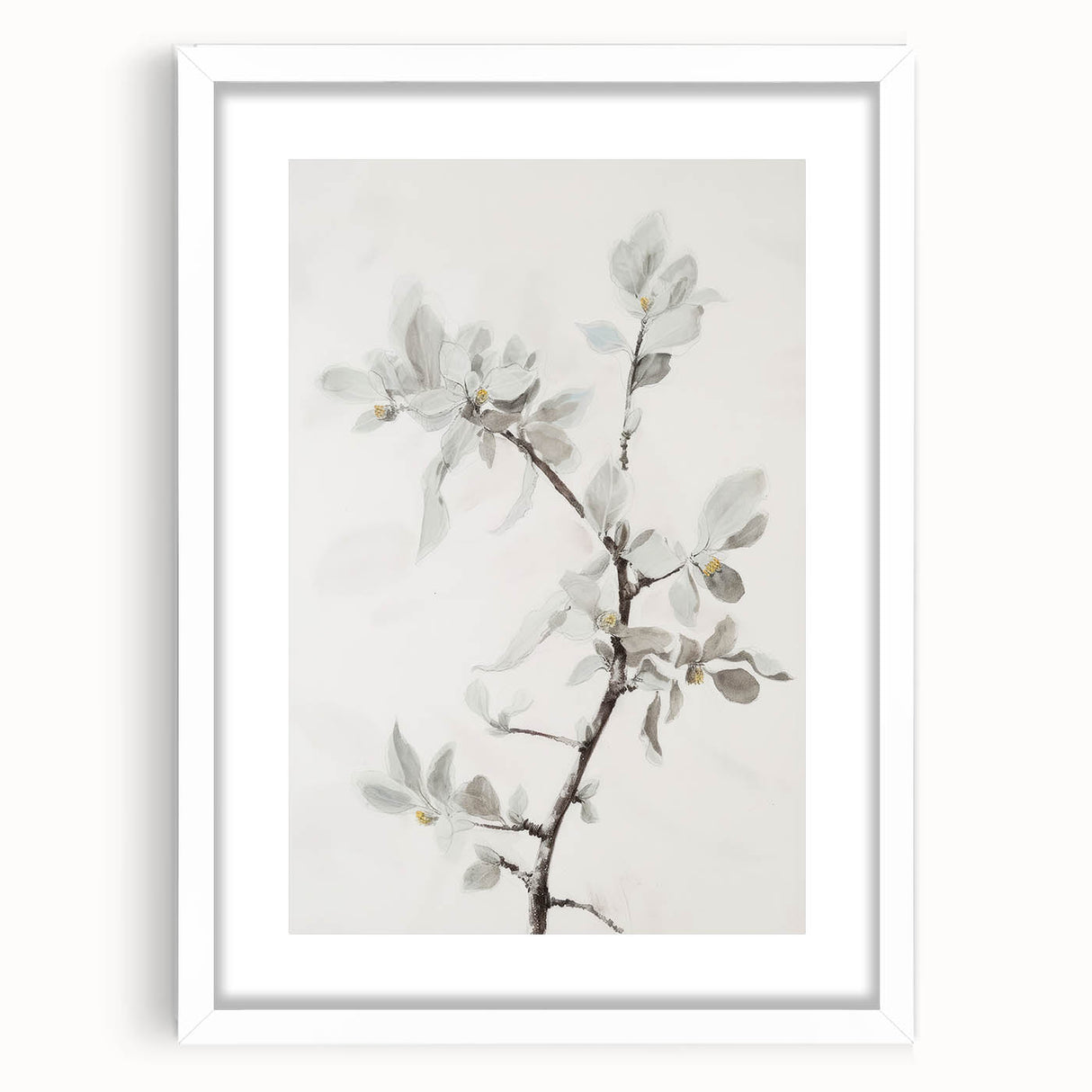 Abstract floral frame artwork displaying vibrant colors in a white mat, designed to enhance modern interiors with a striking visual appeal.
