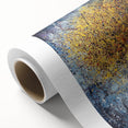 Vibrant abstract floral design on rolled canvas, showcasing rich colors and intricate patterns, ideal for home decor. Packaged securely in a cardboard tube for safe delivery.