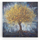 Stretched canvas artwork displaying an abstract floral design in vibrant colors, ideal for modern home decor. Perfect for enhancing living spaces with artistic flair.