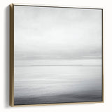 Framed abstract landscape canvas artwork in silver and gold tones, showcasing a serene mountain view with textured details, perfect for modern home decor.