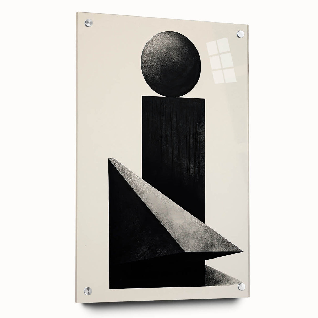 Abstract minimalist wall art displayed in a side view, showcasing vibrant acrylic colors and pins for mounting, ideal for modern home decor.